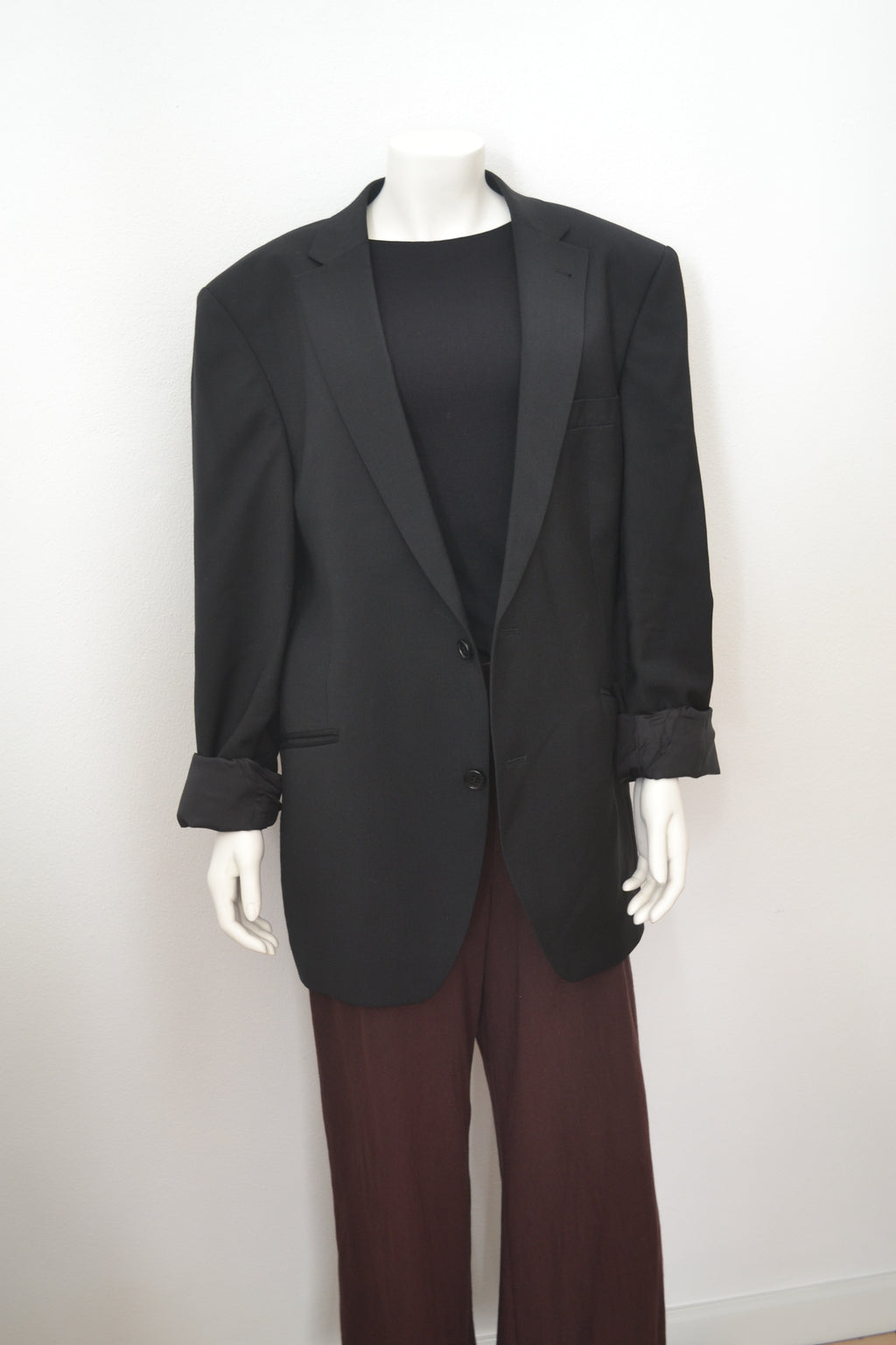 Sort blazer forfra oversized fit med oprullede ærmer